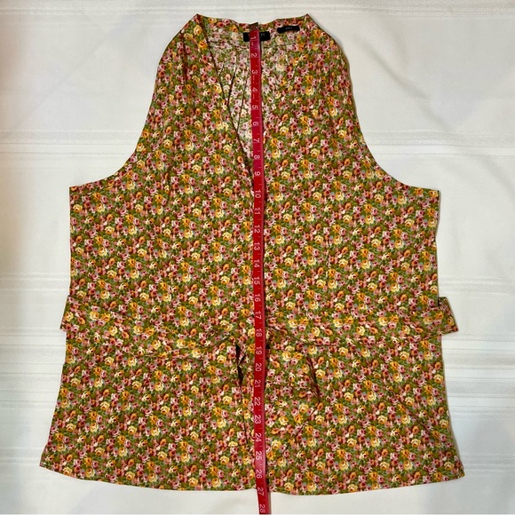 Talbots Pullover Sleeveless V-Neck Floral Blouse Sz 16P Cotton Blend EUC Stretch - Picture 12 of 13